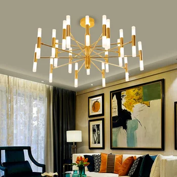 Подвесная люстра в стиле ар-деко, светильник для гостиной, спальни в стиле лофт, современный простой модный дизайнерский потолок из черного золота со светодиодной подсветкой