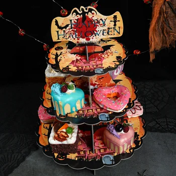 Подставка для кексов на Хэллоуин, Картонный декор для вечеринки Happy Halloween для дома, принадлежности для фестиваля Хэллоуина, День подарков