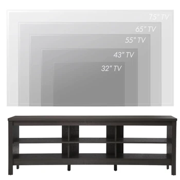 Подставка для телевизора с диагональю 75 дюймов и 6 открытыми полками, деревянная Телевизионная консоль, развлекательный центр для гостиной, черный