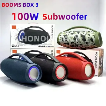 Портативный Водонепроницаемый 100 Вт Мощный Bluetooth Динамик RGB С Красочным Светом Беспроводной Сабвуфер 360 Стерео Объемного Звучания TWS Boom Box