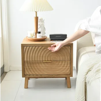 Прикроватная тумбочка из японского ротанга, Железная двухслойная прикроватная тумбочка, удобный журнальный столик на колесиках, Многофункциональная мебель для гостиной