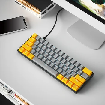 Проводная механическая игровая клавиатура K61 USB, 61 клавиша, геймерская клавиатура со светодиодной подсветкой для ПК, ноутбук, съемный кабель, офисные аксессуары