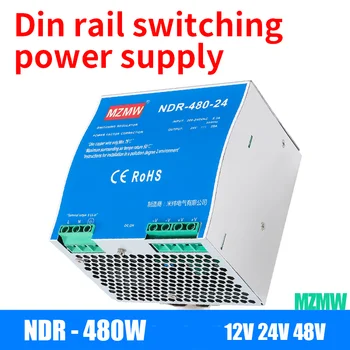 Промышленный импульсный источник питания на DIN-рейке мощностью 480 Вт 12V 24V 48V AC/DC с одним выходным источником питания NDR-480-12 NDR-480-24 NDR-480-48