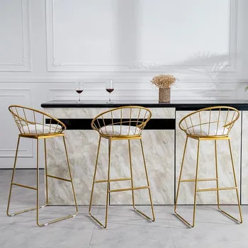 Простой высокий стул, простые барные стулья из кованого железа, золотой стул, современные стулья, обеденный стул, стулья для отдыха в скандинавском стиле