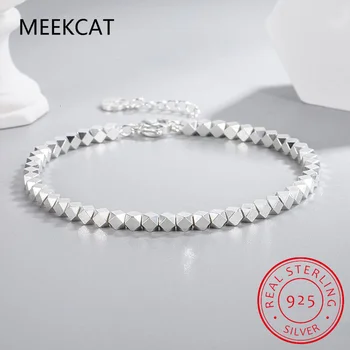 Простые браслеты неправильной формы длиной 15 + 3 см для женщин, ювелирные изделия из серебра 925 пробы, изящный женский браслет из серебра 925 пробы ZM1378