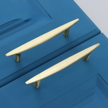 Простые ручки шкафов из цельной латуни, дверная ручка кухонного шкафа, золотые ручки для выдвижных ящиков для мебели