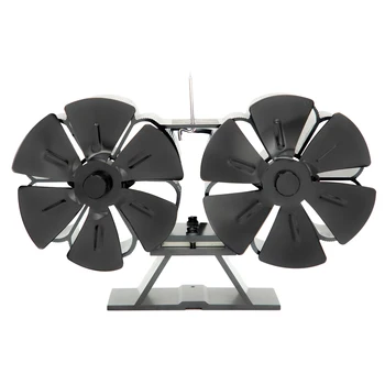 Прочный каминный вентилятор, плита 1400 об/мин, 1 шт. Алюминиевые черные охлаждающие столовые приборы с двойной головкой, экологически чистое печное отопление