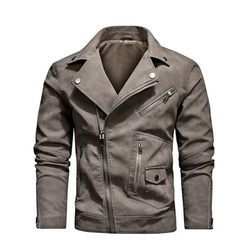 Размер ЕС, новые мужские кожаные куртки, пальто, осенний тренд, мотоциклетная куртка с несколькими молниями, мужская куртка из искусственной кожи в стиле панк-рок