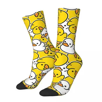 Ретро Милые мужские носки Резиновая утка Унисекс в уличном стиле с принтом Happy Crew в подарок