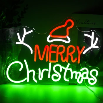 Рождественская неоновая вывеска, красочный ночник, вечеринка, бар, магазин, настенная неоновая лампа, неоновые вывески для украшения помещения