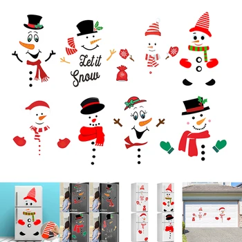 Рождественские наклейки на окна, наклейки на стены, Наклейка на холодильник, наклейки на лицо Снеговика, наклейки на стены, Счастливого Нового года, Рождественские украшения 2024
