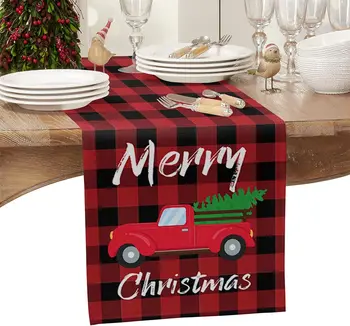 Рождественские скатерти в красную клетку Buffalo, скатерти из льна, скатерти для кухонного стола, моющиеся скатерти для обеденного стола, Праздничный Рождественский декор