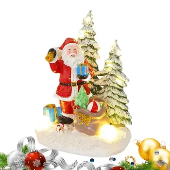 Рождественские украшения со светодиодной подсветкой, Рождественская фигурка из смолы на столешнице с музыкой, Рождественское украшение, центральный декор столешницы