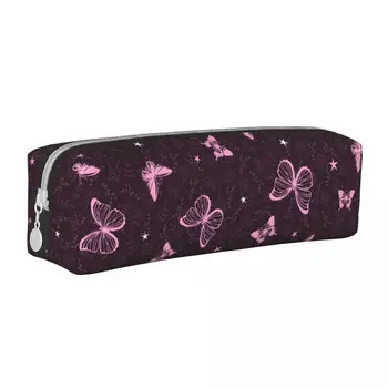 Розовый пенал Креативная коробка для ручек с бабочками Сумки для карандашей для девочек и мальчиков Офисные подарки большой емкости чехол для карандашей