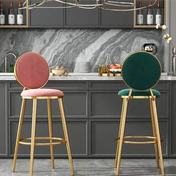 Роскошная Высокая скамеечка для ног, барные стулья, табуретки для кухонной стойки, обеденные стулья, Офисное сексуальное барное кресло в скандинавском стиле, Бархатная мебель для домашнего бара