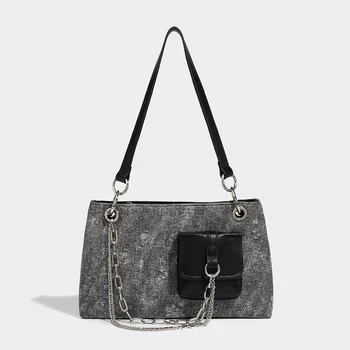 Роскошная брендовая дизайнерская сумка 2023 года выпуска, новая кожаная сумка через плечо большой емкости, высококачественная текстурная сумка через плечо с карманом Cc