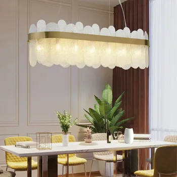 Роскошные Постмодернистские Овальные светодиодные подвесные светильники из стального стекла G9 с регулируемым шнуром, Подвесная лампа из светодиодов для столовой