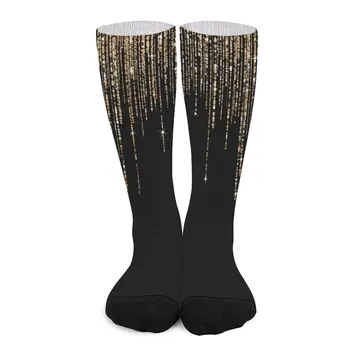 Роскошные шикарные носки с бахромой из черного золота, компрессионные чулки, нескользящие футбольные чулки, мужские носки с героями мультфильмов