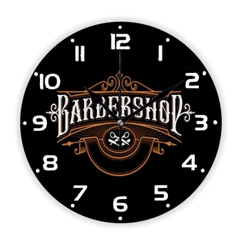 Роскошный Черный логотип парикмахерской Настенные часы парикмахерской для декора парикмахерской Элегантные Викторианские настенные часы парикмахера в подарок