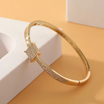 Роскошный квадратный браслет из белого кубического циркония, высококачественные Свадебные браслеты с покрытием из 18-каратного золота для женщин, ювелирные изделия для темперамента, подарки
