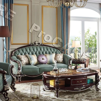 Роскошный элегантный диван для гостиной из натуральной кожи 1 + 2 + 3 зеленый чехол для дивана