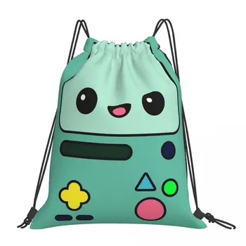 Рюкзаки Kawaii Adventure Time BMO, портативные сумки на шнурке, сумка на шнурке, карманная сумка для мелочей, сумки для книг для путешествующих студентов