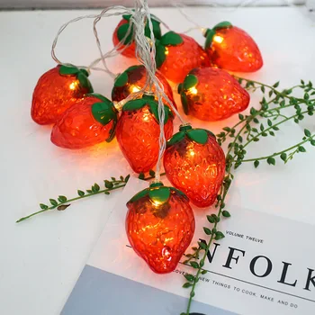 Светодиодная гирлянда для фруктовых растений, клубника, Рождественское украшение комнаты, атмосфера, цветной свет