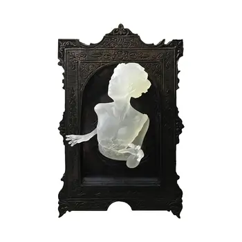 Светящиеся наклейки с зеркалом-призраком, Художественный холст, креативный декор семейной спальни, Призрак в зеркале, украшения в рамке из смолы на Хэллоуин