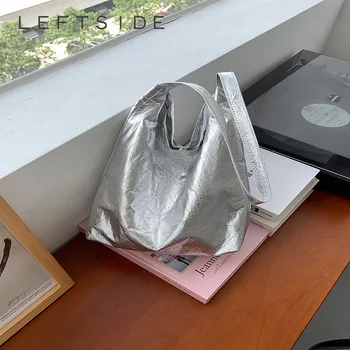 Серебряные большие сумки через плечо слева для женщин 2023, новинка зимы в Y2K, роскошная женская сумка из искусственной кожи Y2K, женские сумки