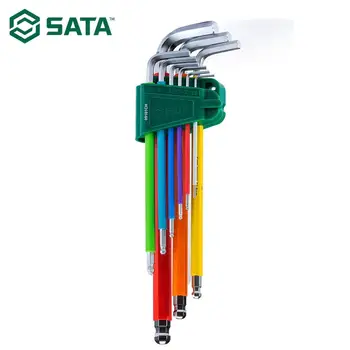Серия SATA Color 9 шт. Набор шестигранных ключей с удлиненной шаровой головкой Rainbow Series из 9 предметов, набор шестигранных ключей с удлиненной шаровой головкой 09101CH
