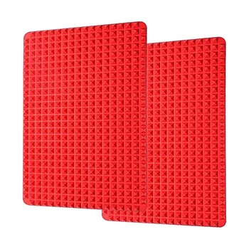 Силиконовый коврик для выпечки, форма для выпечки с пирамидальными листами, лучший полезный для уменьшения жира антипригарный коврик для выпечки, 2шт Красный