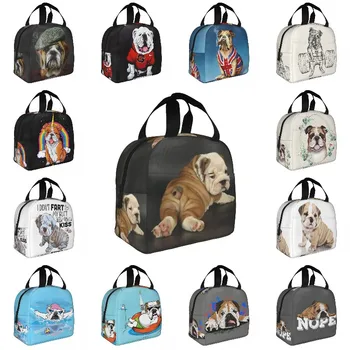 Симпатичная сумка для ланча с английским бульдогом, портативный термоохладитель, сумка для ланча с британской собакой для женщин, детская коробка для школьного питания Bento Box
