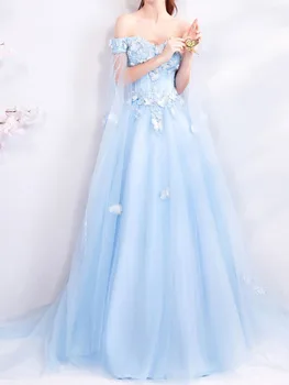 Синее роскошное вечернее платье для женщин, свадебные платья с открытыми плечами, свадебные вечерние платья Quinceanera