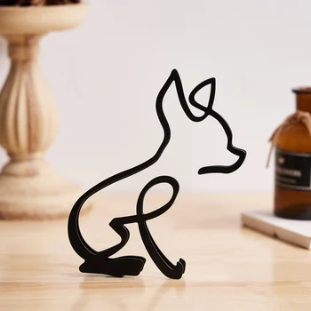 Скульптура в скандинавском стиле с изображением животных, минималистичная абстрактная железная собака, украшение домашнего офисного стола, праздничный орнамент, подарки
