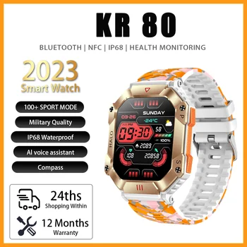 Смарт-часы KR80 для Android IOS Фитнес на открытом воздухе Ip68 Водонепроницаемый Военный Монитор здоровья AI Голосовой вызов Bluetooth Smartwatch