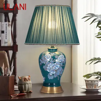 Современная настольная лампа ULANI LED Creative Touch с регулируемой яркостью, настольная лампа из синей керамики для домашнего декора гостиной спальни