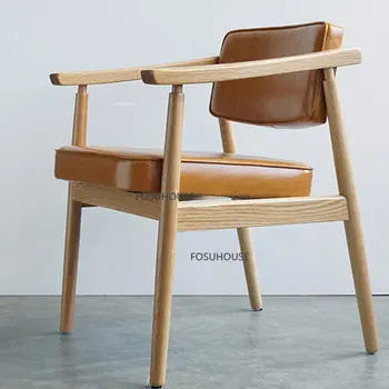 Современные обеденные стулья из массива дерева для кухонной мебели, обеденный стул, индивидуальный подлокотник, дизайнерские обеденные стулья для ресторана в стиле ретро