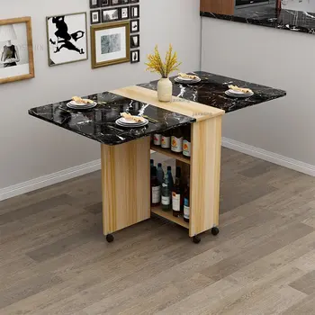 Современный деревянный складной стол Кухонная мебель Креативный шкаф для хранения Обеденный стол с подвижным шкивом Обеденные столы Nordic A