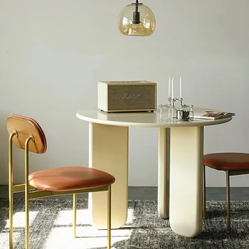 Современный обеденный стол для кухни, круглый мраморный, роскошный консольный стол для гостиной, мобильный центр, белая мебель Sillas Para Comedor