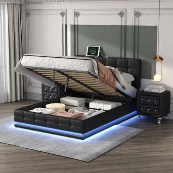 Спальный гарнитур из 3 предметов, Мягкая кровать размера 