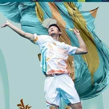 Спортивная футболка Ice Silk, Мужской быстросохнущий комплект для бега с коротким рукавом, Летняя тонкая одежда для фитнеса, баскетбольная майка для бадминтона