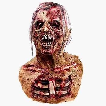 Страшные Ходячие мертвецы, маска на голову зомби, Латексный жуткий костюм на Хэллоуин, реквизит для украшения Хэллоуина для взрослых