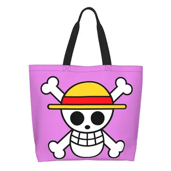 Сумка для покупок One Pieces Team Luffy, холщовая сумка для покупок, переносная шляпа, сумка с черепом пирата большой емкости