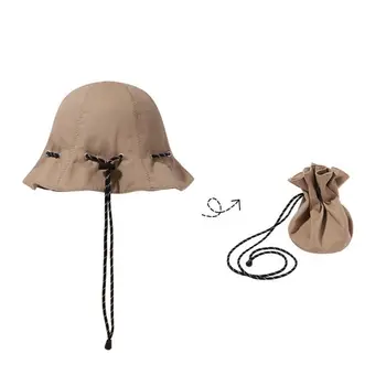 Сумка для хранения двойного назначения, складная сумочка для рук с большими полями, шляпа от солнца в Корейском стиле, Панама, Кепка-ведро с завязками, Рыбацкая шляпа