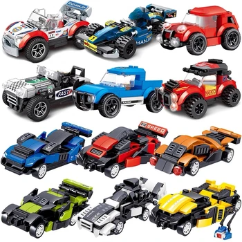 Технический автомобиль, супер гоночный автомобиль, строительные блоки, чемпионы по скорости, спортивный автомобиль, мини-кирпичи, детские Рождественские игрушки на день рождения для мальчиков