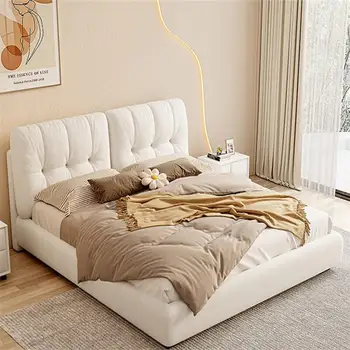 Ткань Cloud bed technology, фланель, двуспальная кровать Nordic light, роскошная современная простая ткань, главная спальня