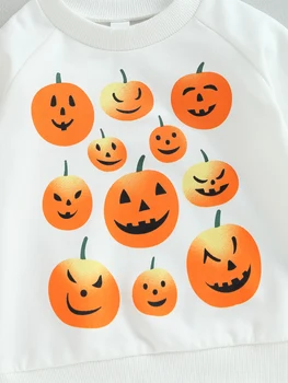 Толстовка для маленьких мальчиков и девочек на Хэллоуин, пуловеры с длинными рукавами и принтом тыквы, осенне-зимняя одежда (белый 0-6 месяцев)