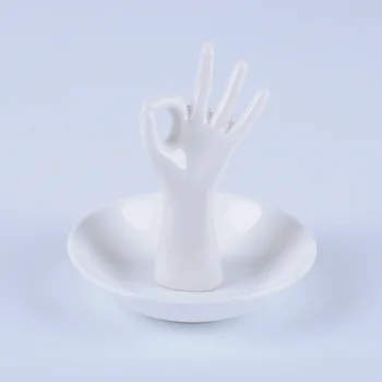 Украшение для дома White Palms Керамическая 3d подставка для хранения ювелирных изделий для рук Чисто Белое керамическое украшение для колец DecoracióN Hogar