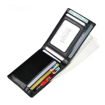 Ультратонкий мужской кожаный бумажник из европейской и американской воловьей кожи, RFID-зажим для антимагнитных карт, модная сумка для самовывоза