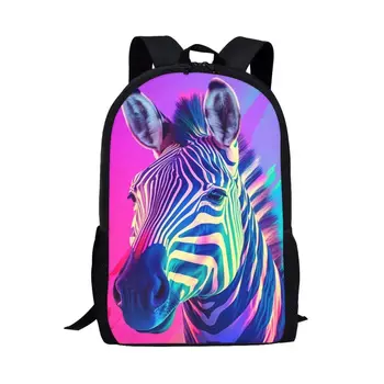 Фиолетовая школьная сумка цвета морской волны Зебра для детей, рюкзак для подростков, классные сумки для книг с принтом волшебных животных для детей, сумка для книг для мальчиков и девочек